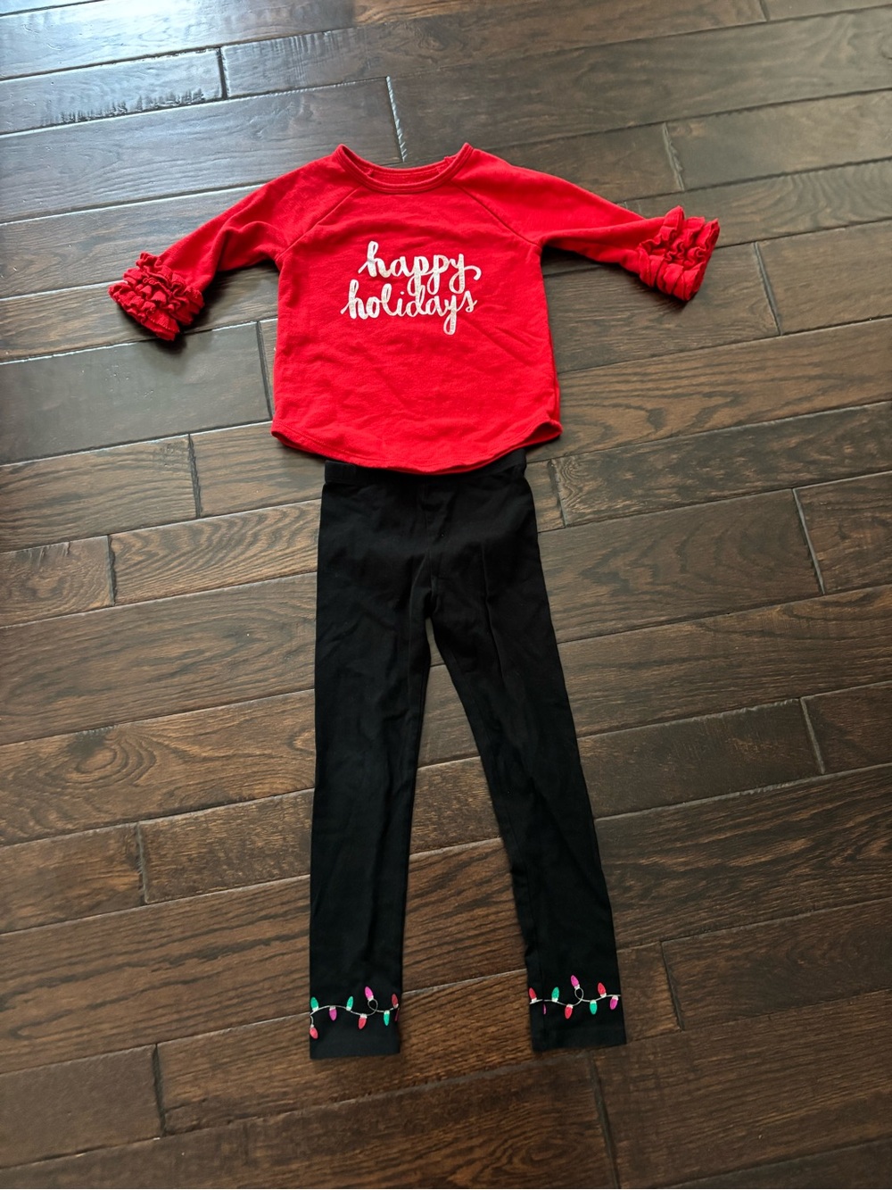 Cat & Jack Black Leggings with Holiday Light Trim